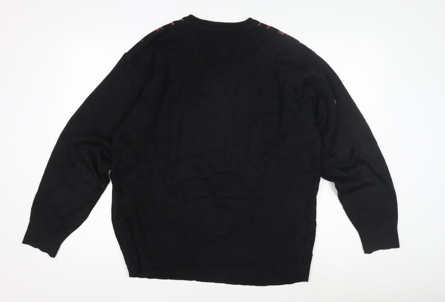 Felici Men's Black Striped Pullover Jumper L