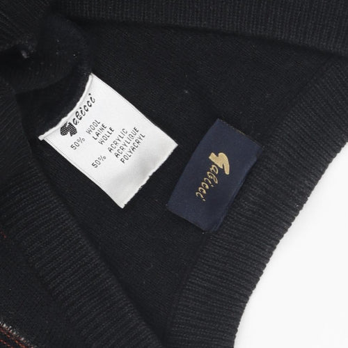 Felici Men's Black Striped Pullover Jumper L