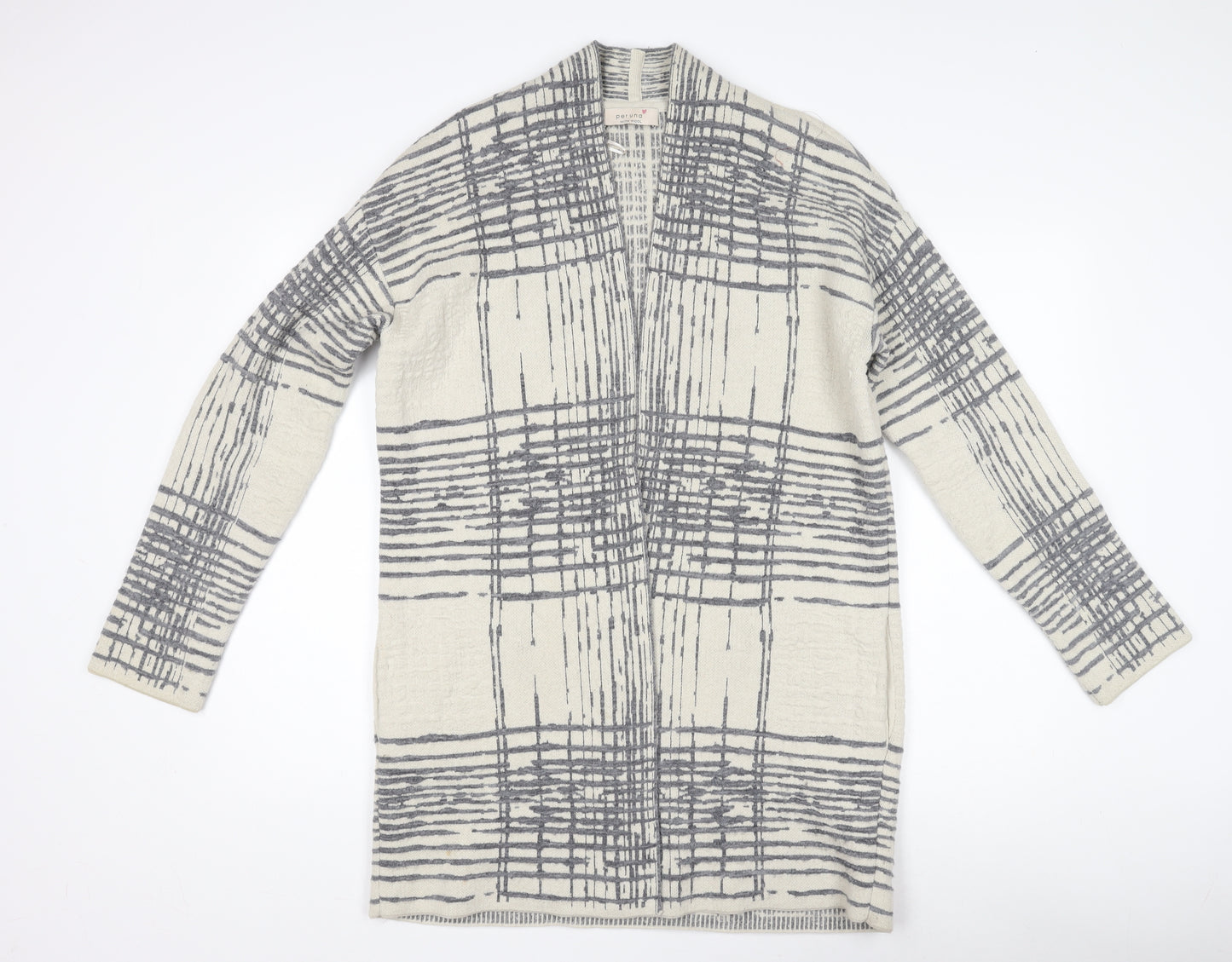 Marks and Spencer Women's Ivory Check Open Front Cardigan L