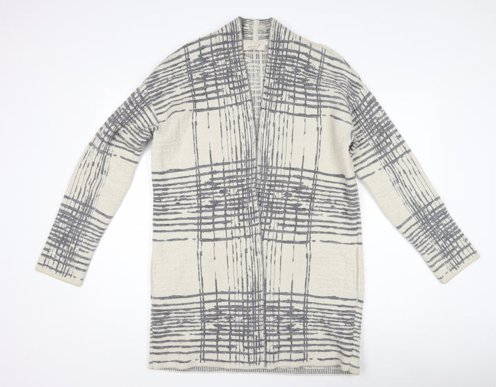 Marks and Spencer Women's Ivory Check Open Front Cardigan L