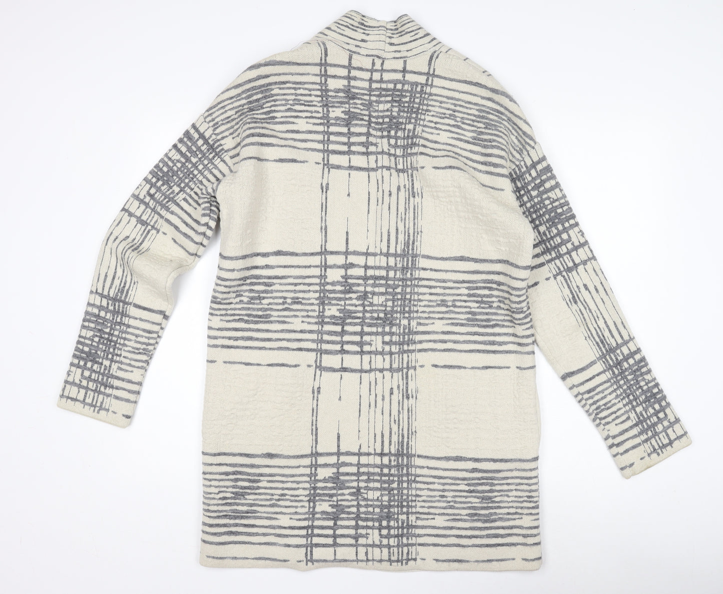 Marks and Spencer Women's Ivory Check Open Front Cardigan L