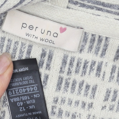 Marks and Spencer Women's Ivory Check Open Front Cardigan L