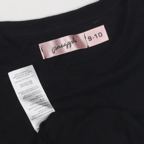 Pineapple Girls Black Graphic T-Shirt Age 9-10 Years