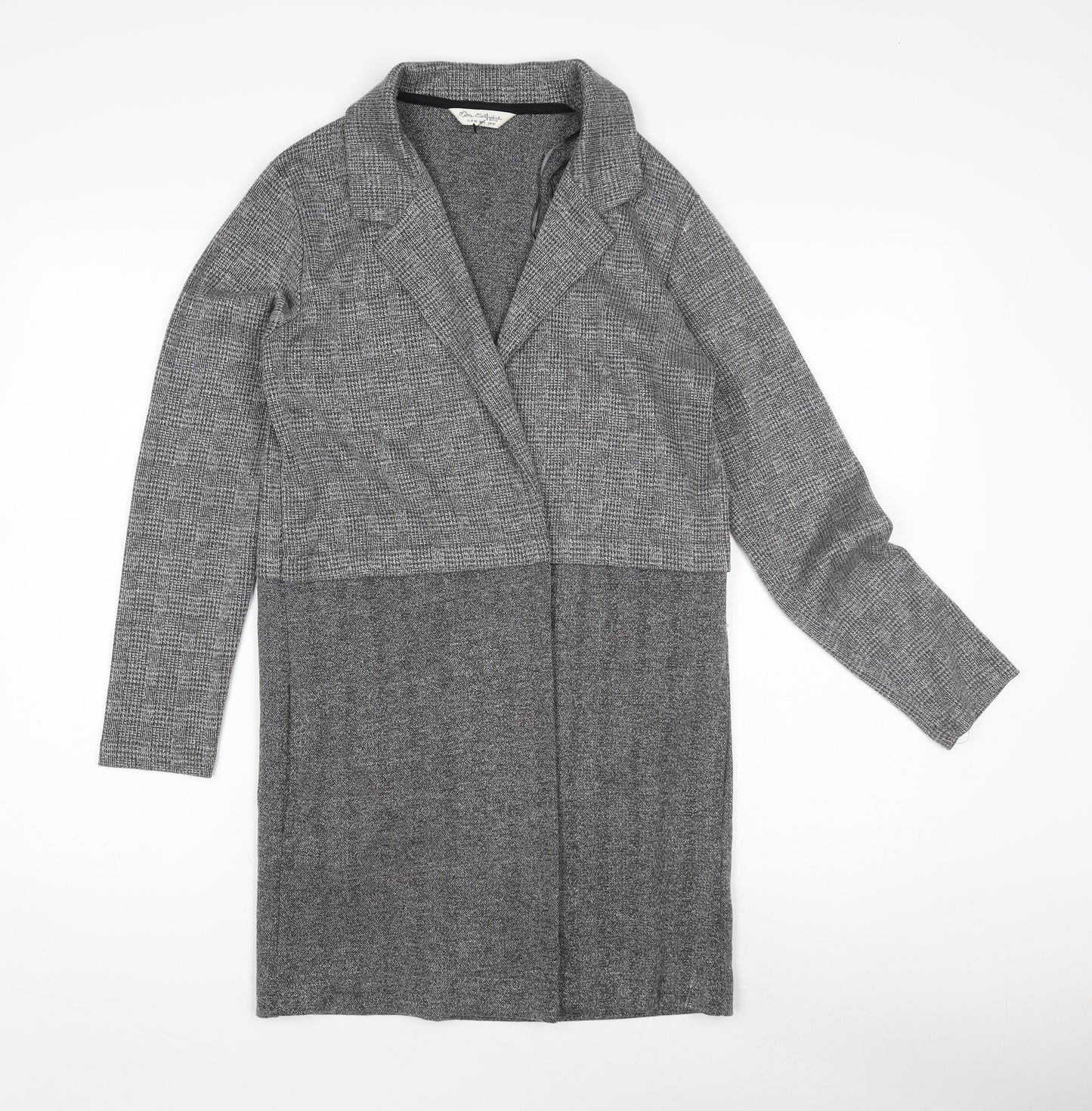 Miss Selfridge Grey Checked Coatigan UK 10 for Women
