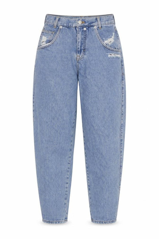 Front view of Pull&Bear Women's Blue Mom Jeans, size 8