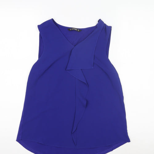 Dunnes Women's Blue Sleeveless V-Neck Blouse