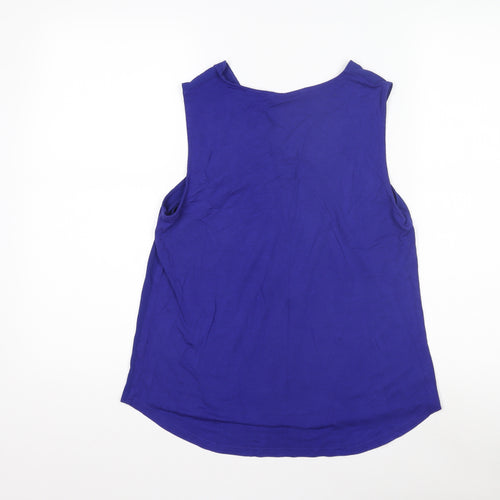 Dunnes Women's Blue Sleeveless V-Neck Blouse
