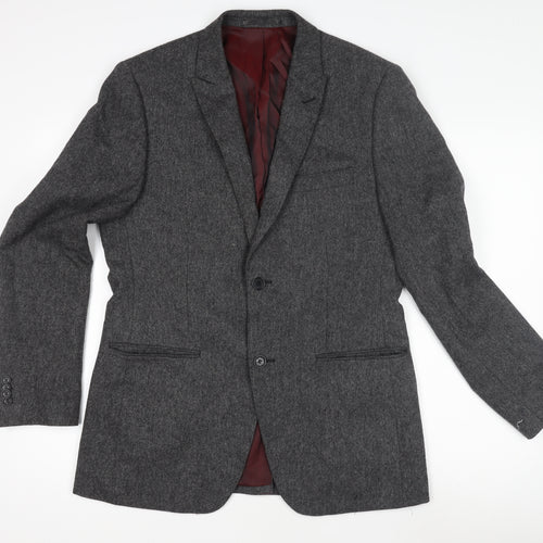 Merc London Grey Wool Men's Blazer Jacket 38