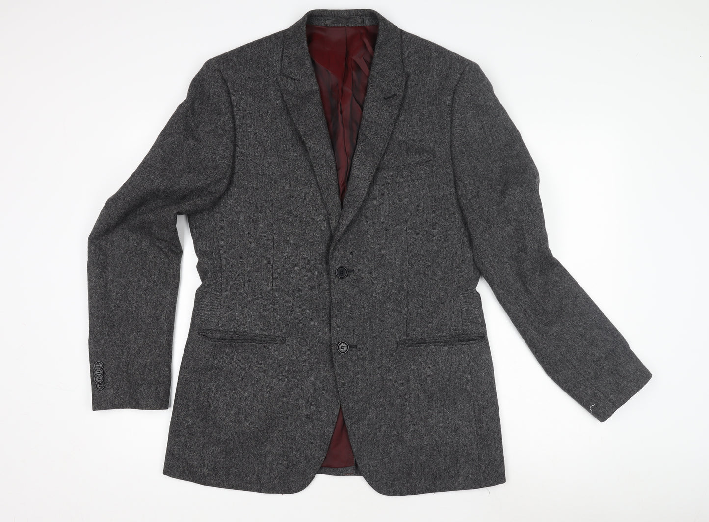 Merc London Grey Wool Men's Blazer Jacket 38