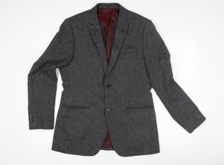 Merc London Grey Wool Men's Blazer Jacket 38
