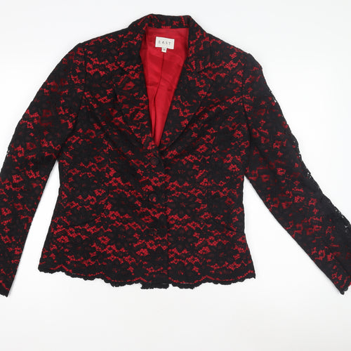 East Women's Black Red Lace Blazer Size 12