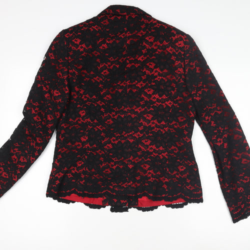 East Women's Black Red Lace Blazer Size 12
