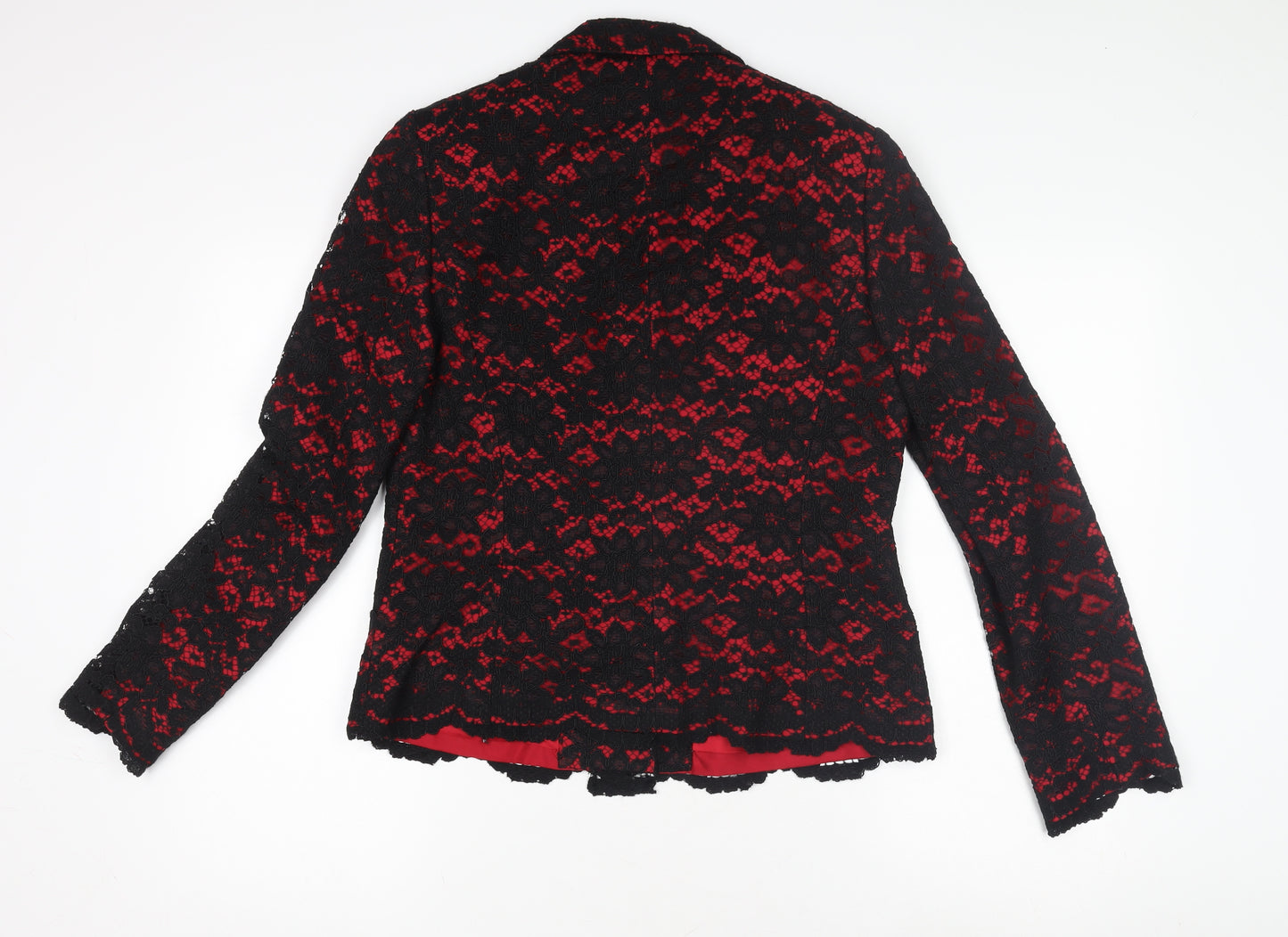 East Women's Black Red Lace Blazer Size 12