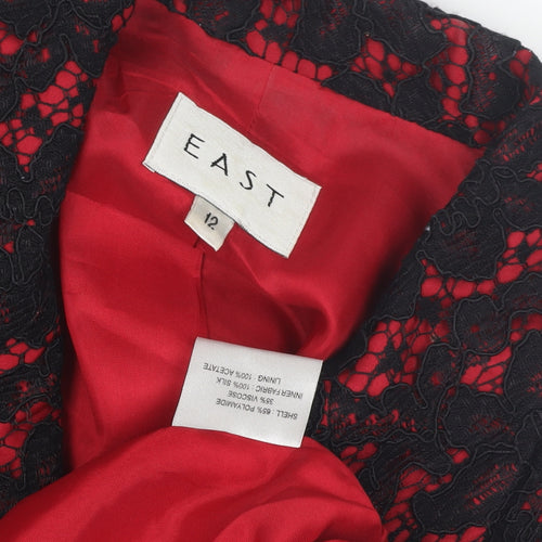 East Women's Black Red Lace Blazer Size 12