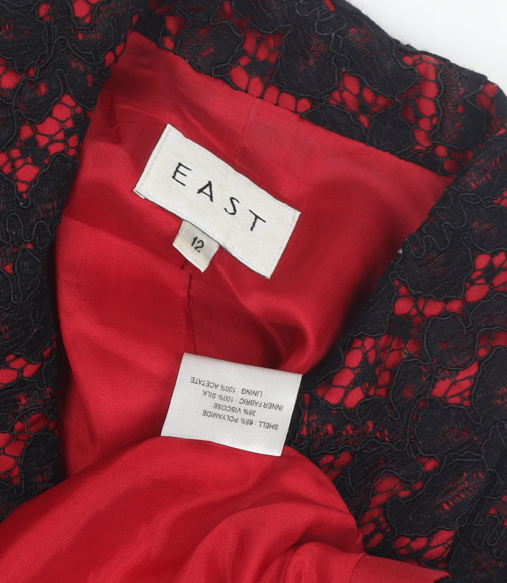 East Women's Black Red Lace Blazer Size 12
