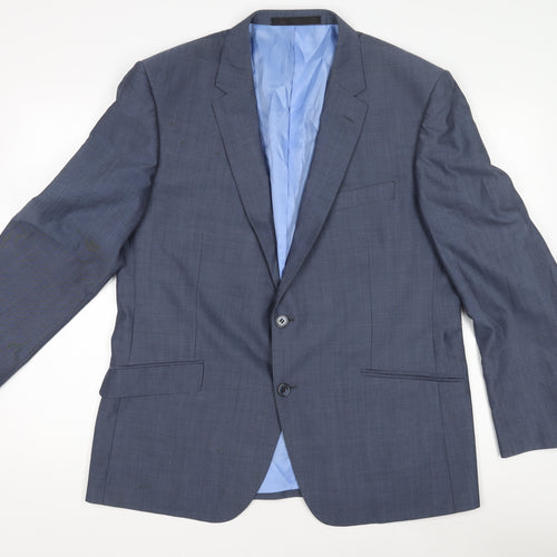 Alfred Brown Men's Blue Wool Blazer, Formal Jacket