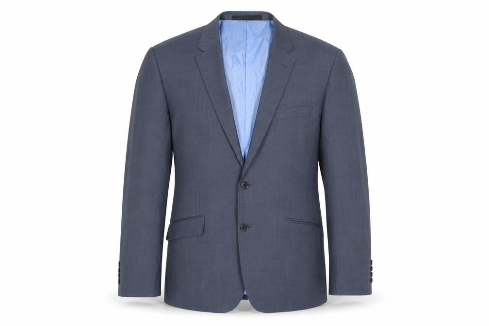 Front view of Alfred Brown Men's Blue Wool Blazer, Formal Jacket