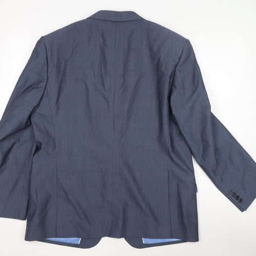 Alfred Brown Men's Blue Wool Blazer, Formal Jacket