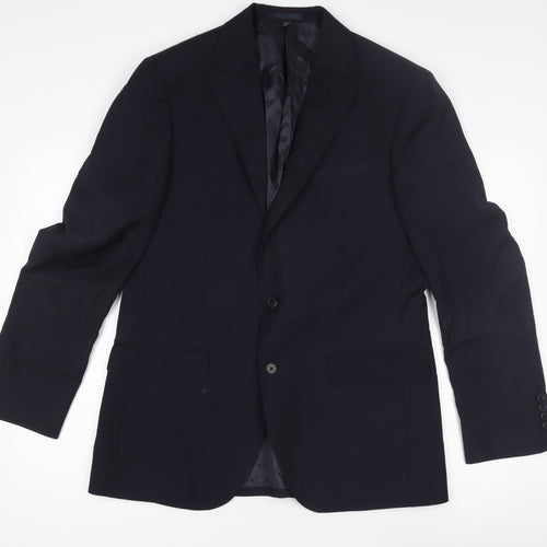 Marks and Spencer Men's Blue Wool Blazer, L, Formal