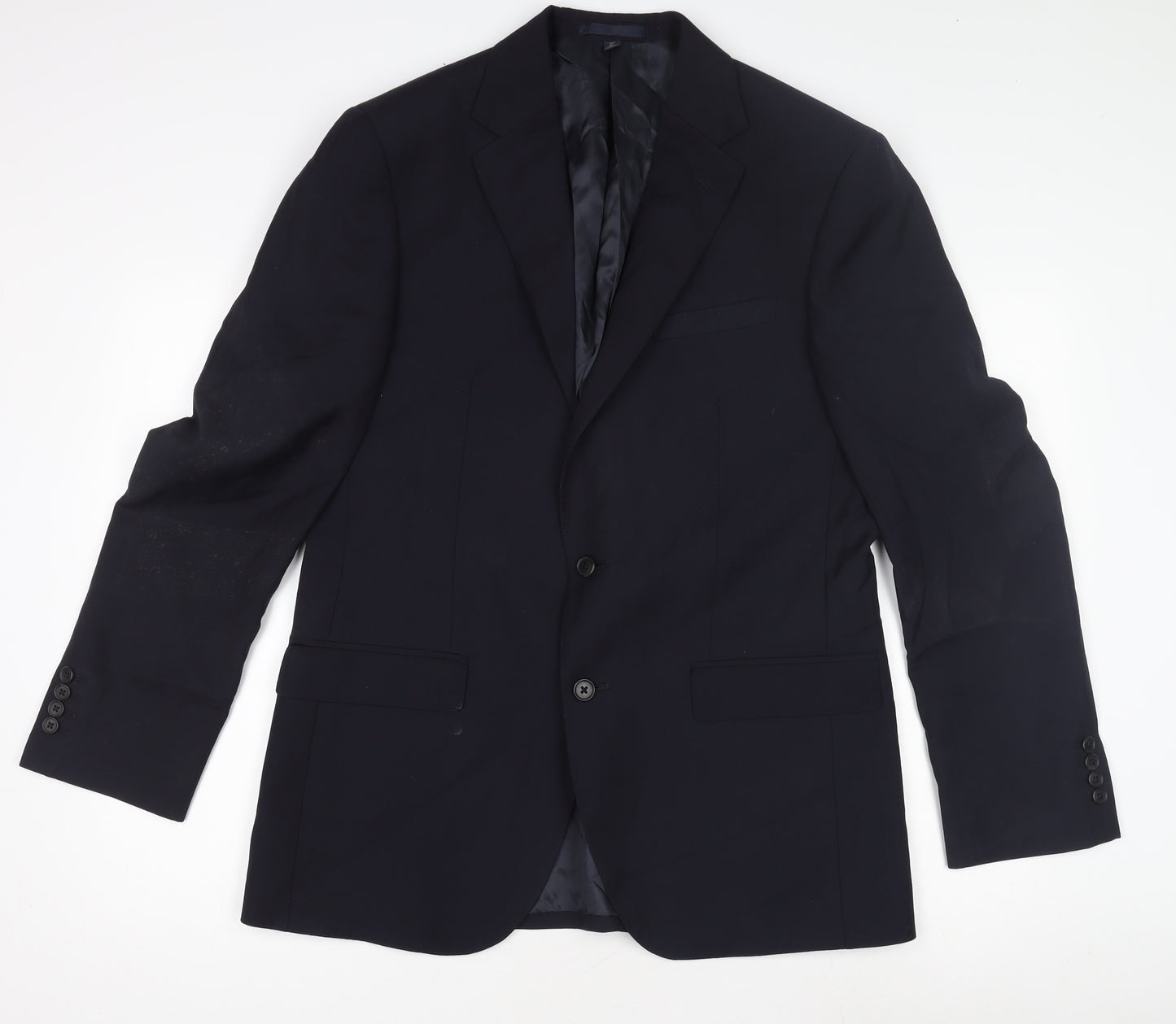 Marks and Spencer Men's Blue Wool Blazer, L, Formal