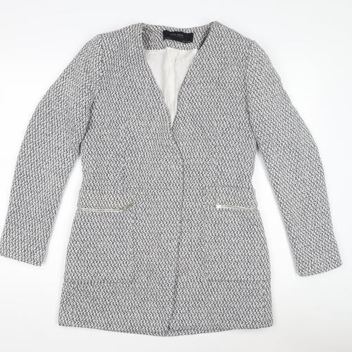 Zara Women's White Tweed Mid-Length Coatigan