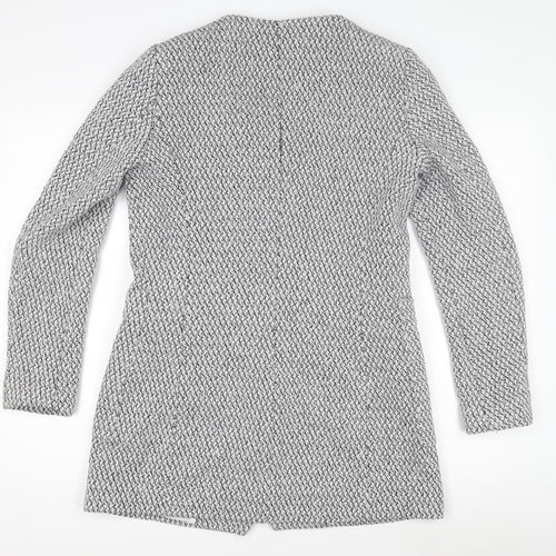 Zara Women's White Tweed Mid-Length Coatigan