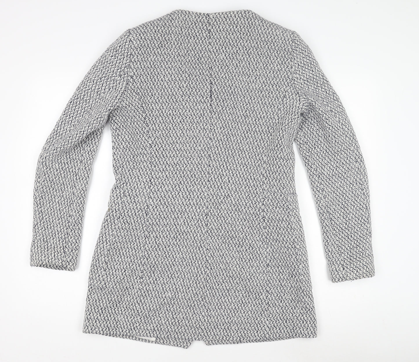 Zara Women's White Tweed Mid-Length Coatigan