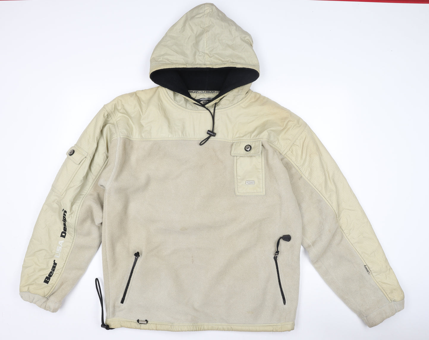 Bear USA Men's Beige Pullover Hoodie Medium