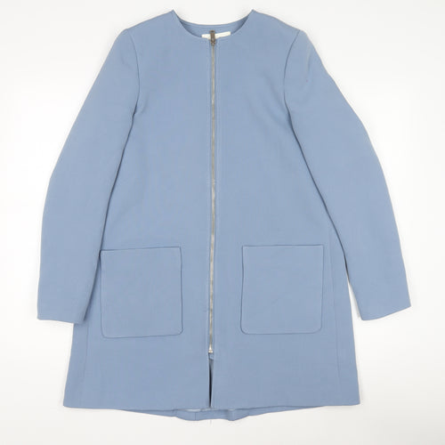 H&M Women's Blue Coat, Size 6, Zipped Closure