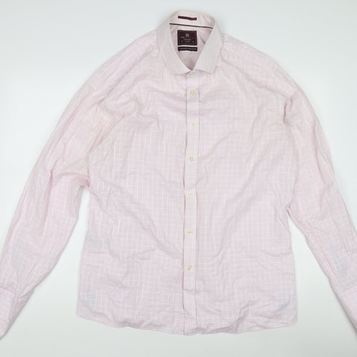Marks and Spencer Men's Pink Check Dress Shirt 16