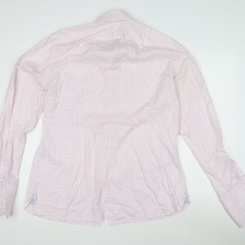Marks and Spencer Men's Pink Check Dress Shirt 16