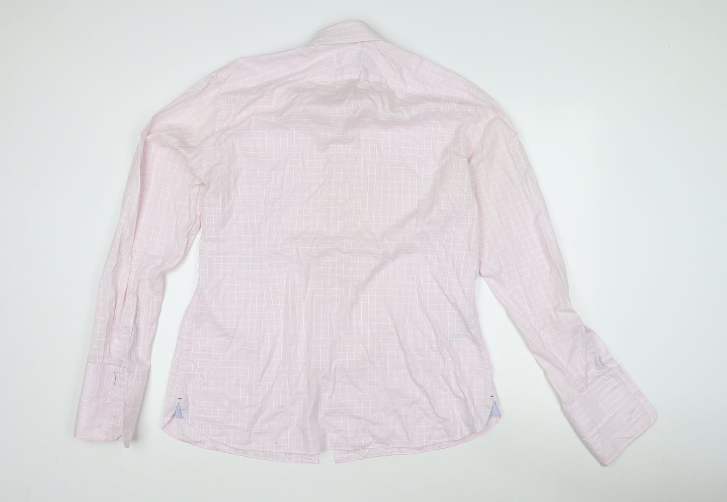 Marks and Spencer Men's Pink Check Dress Shirt 16