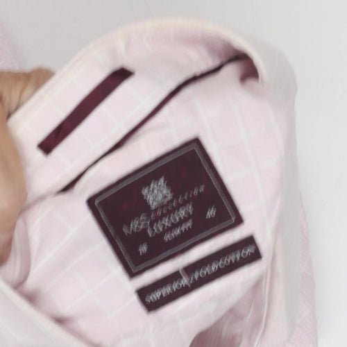 Marks and Spencer Men's Pink Check Dress Shirt 16