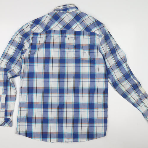 Lacoste Men's Blue Plaid Button-Up Shirt 40