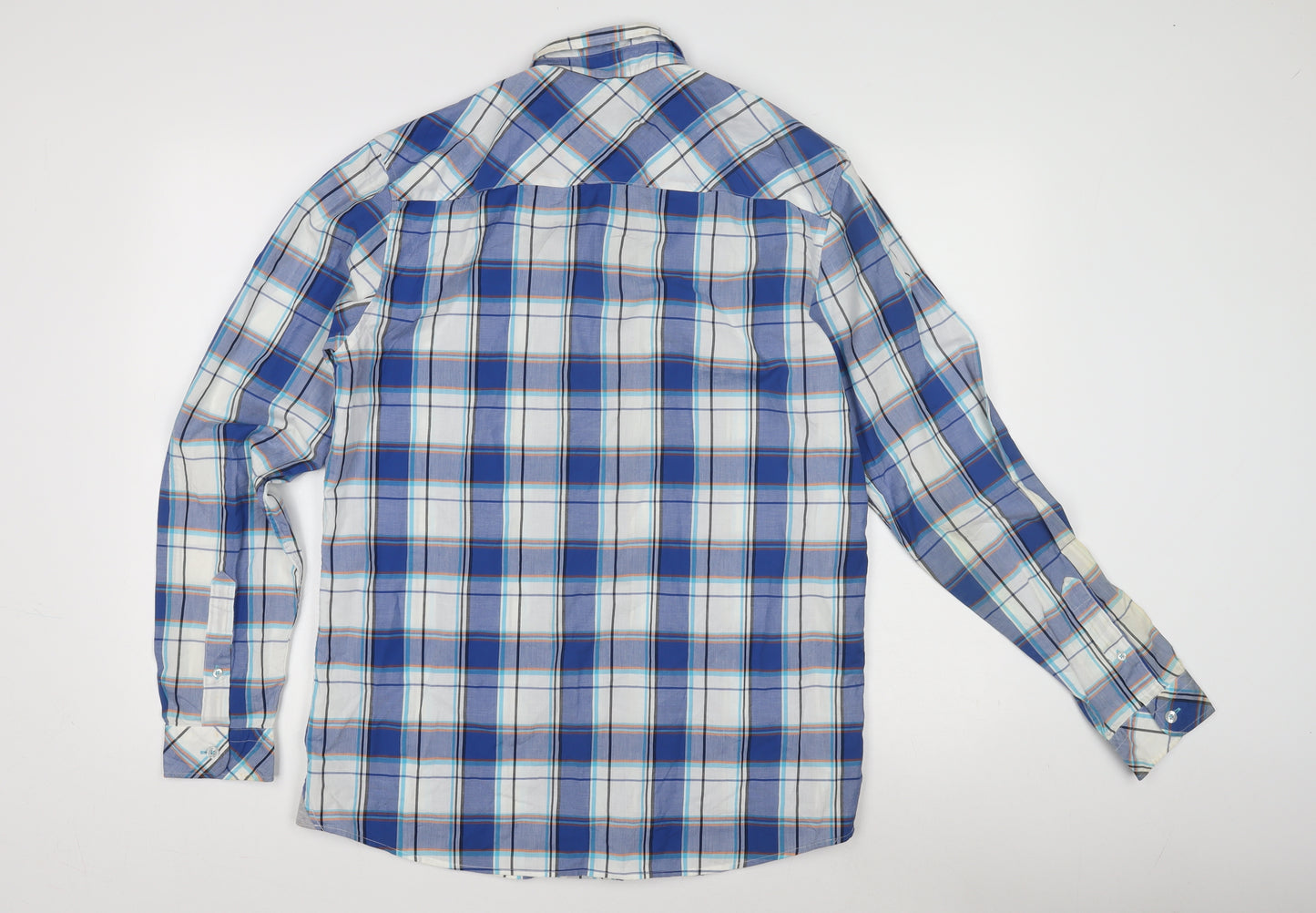 Lacoste Men's Blue Plaid Button-Up Shirt 40