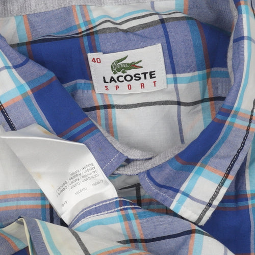 Lacoste Men's Blue Plaid Button-Up Shirt 40