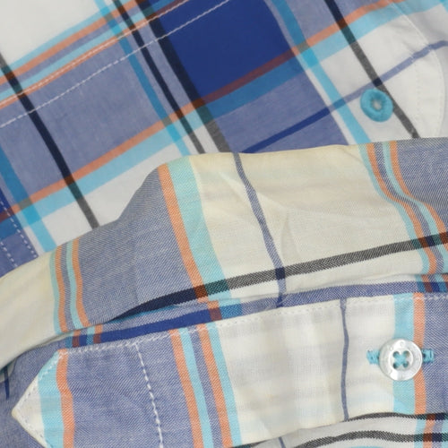 Lacoste Men's Blue Plaid Button-Up Shirt 40