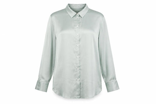 Front view of Zara women’s green button-up shirt, size UK 8
