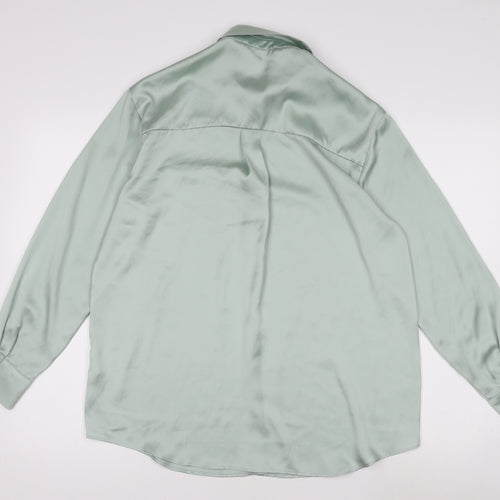 Zara Womens Green Button-Up Shirt Size 8