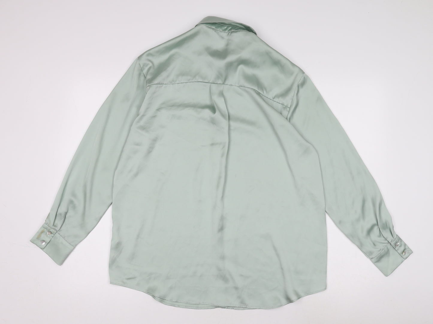 Zara Womens Green Button-Up Shirt Size 8