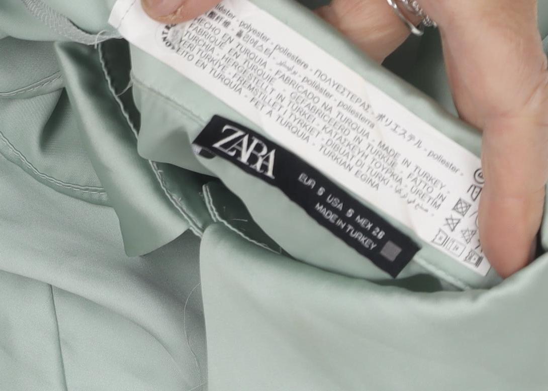 Zara Womens Green Button-Up Shirt Size 8