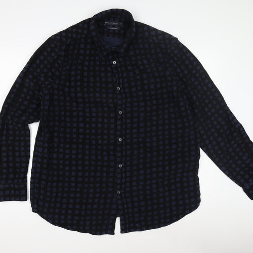 French Connection Men's Blue XL Corduroy Check Shirt