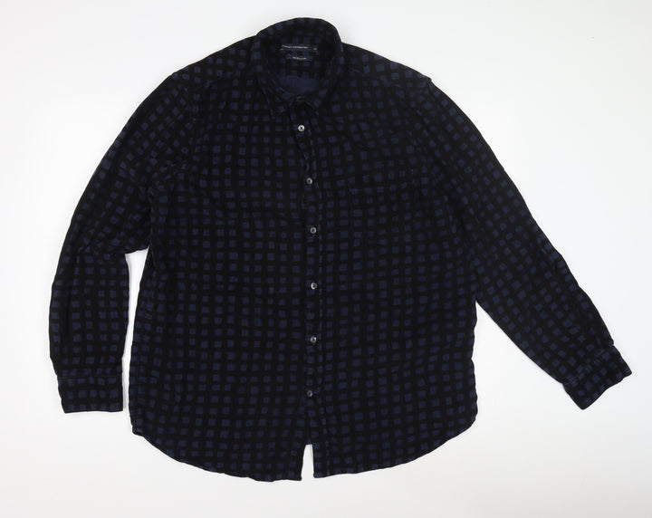 French Connection Men's Blue XL Corduroy Check Shirt