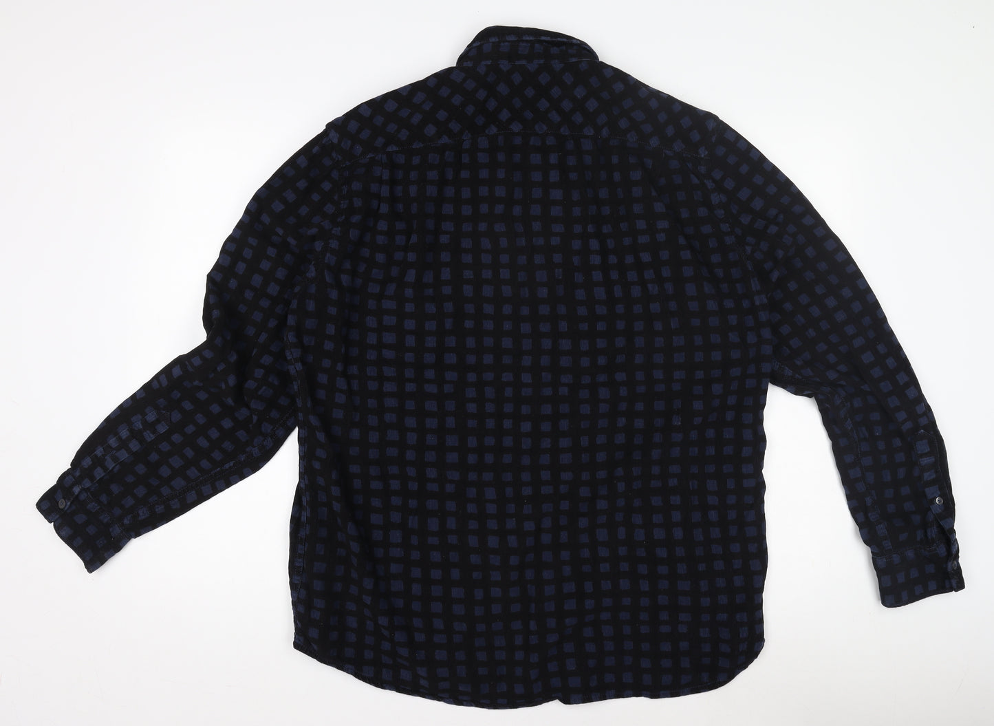 French Connection Men's Blue XL Corduroy Check Shirt