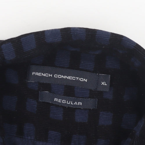 French Connection Men's Blue XL Corduroy Check Shirt