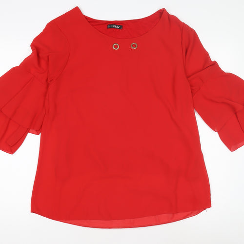 QUIZ Women's Red Flared Sleeve Top