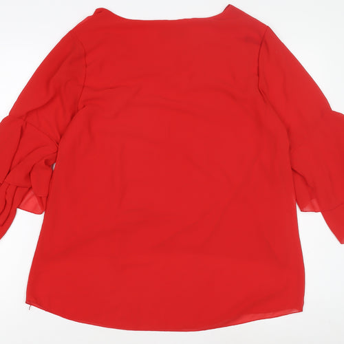 QUIZ Women's Red Flared Sleeve Top