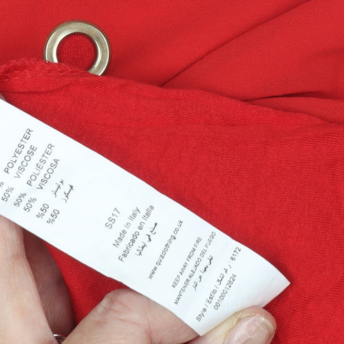 QUIZ Women's Red Flared Sleeve Top