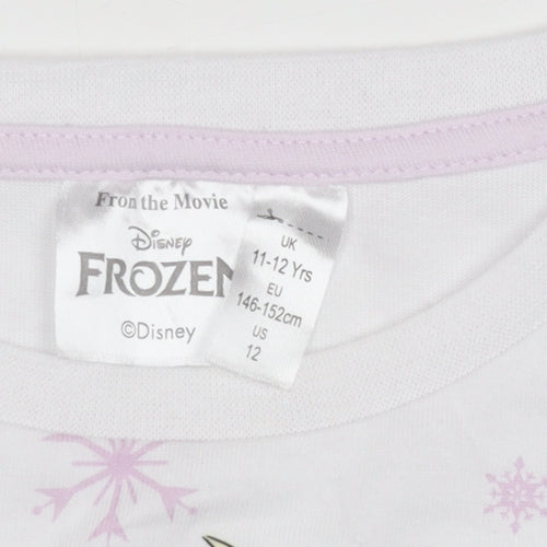 Disney Frozen Elsa Girls White T-Shirt 11-12 Years Long Sleeve