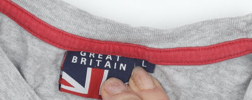 Great Britain Men's Grey Jersey T-Shirt Large Crew Neck